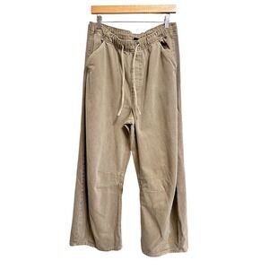 GAP women's Mid rise twill easy horseshoe pants Wide Leg Cotton beige Medium